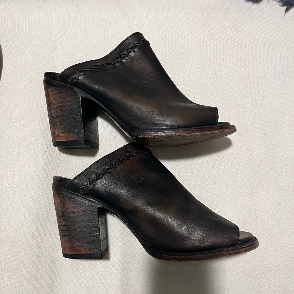 Freebird by Steven Rich Brown Leather Mules